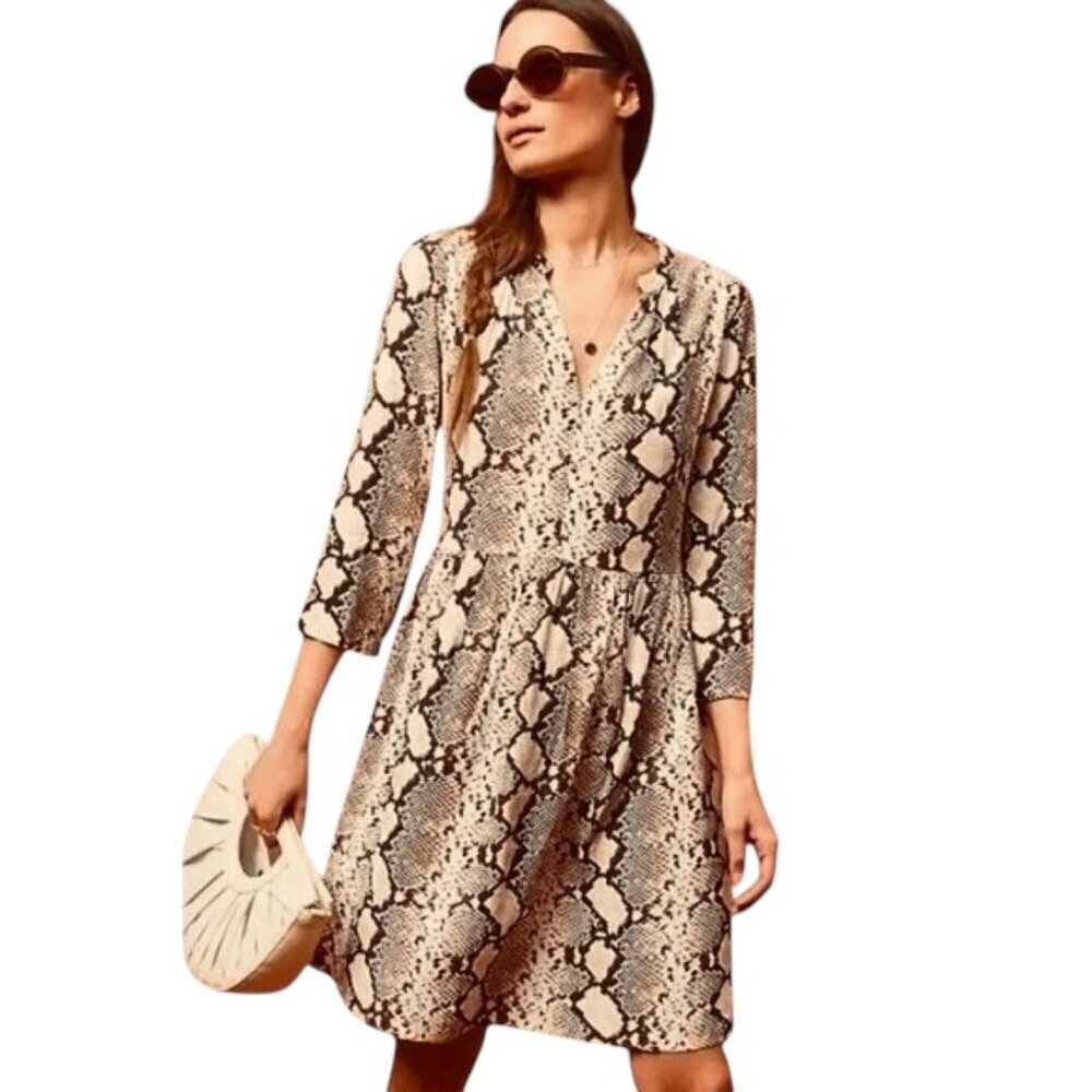 MAEVE by Anthropologie Juno Snakeskin Print Dress - Size Small